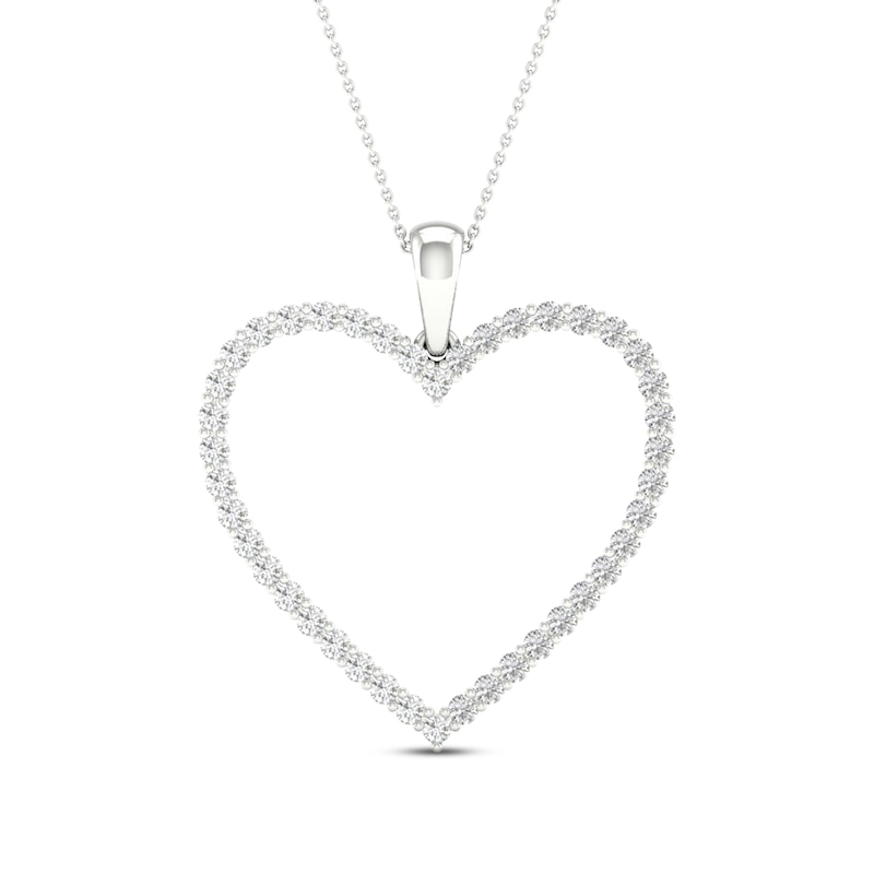 Main Image 1 of Diamond Heart Necklace 1/2 ct tw Round-cut 10K White Gold 18"