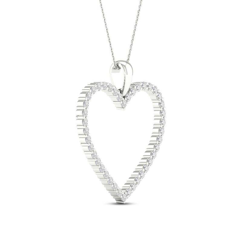 Main Image 3 of Diamond Heart Necklace 1/2 ct tw Round-cut 10K White Gold 18"