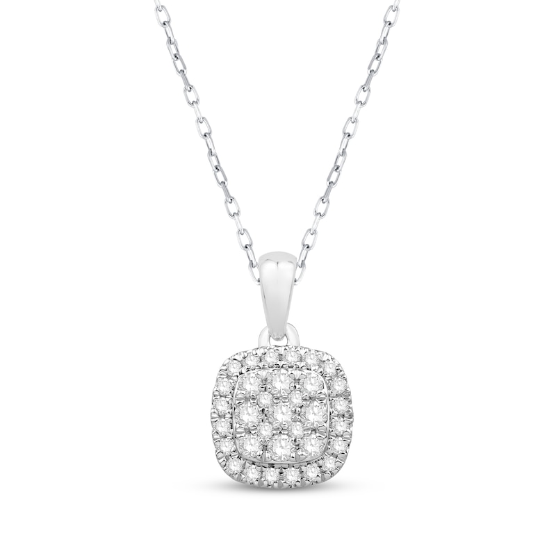Main Image 1 of Diamond Necklace 1/4 ct tw Round-Cut 10K White Gold 18"