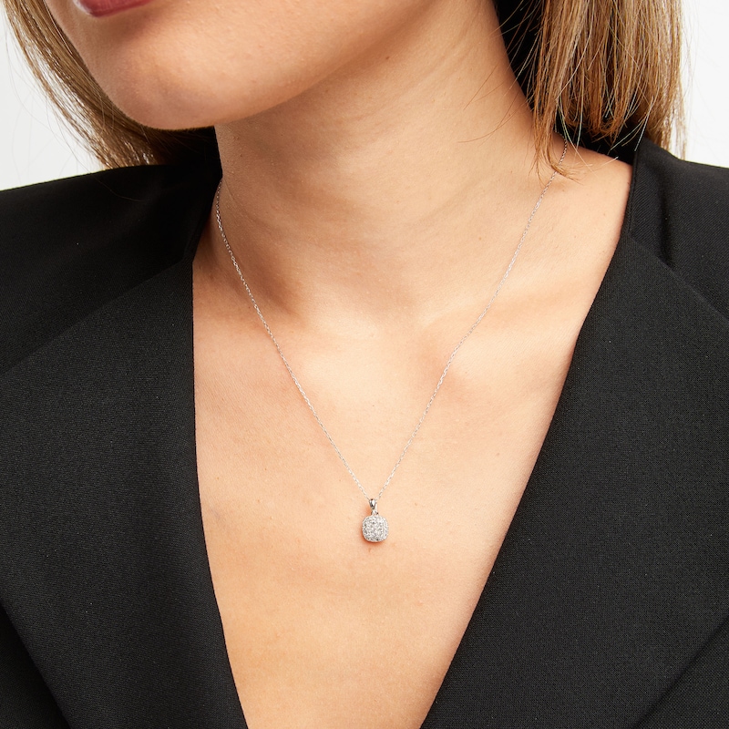 Main Image 5 of Diamond Necklace 1/4 ct tw Round-Cut 10K White Gold 18"