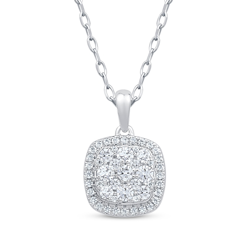 Main Image 1 of Diamond Necklace 1/2 ct tw Round-Cut 10K White Gold 18"