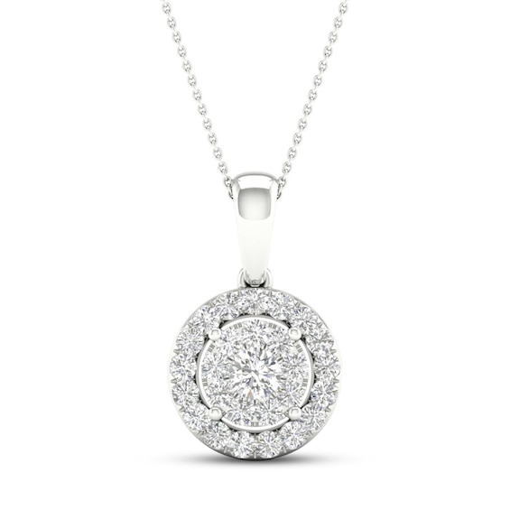 Multi-Diamond Necklace 1/2 ct tw Round-Cut 10K White Gold 18