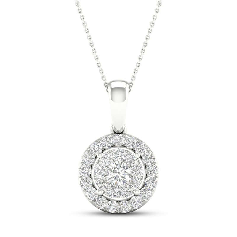 Main Image 1 of Multi-Diamond Necklace 1/2 ct tw Round-Cut 10K White Gold 18"