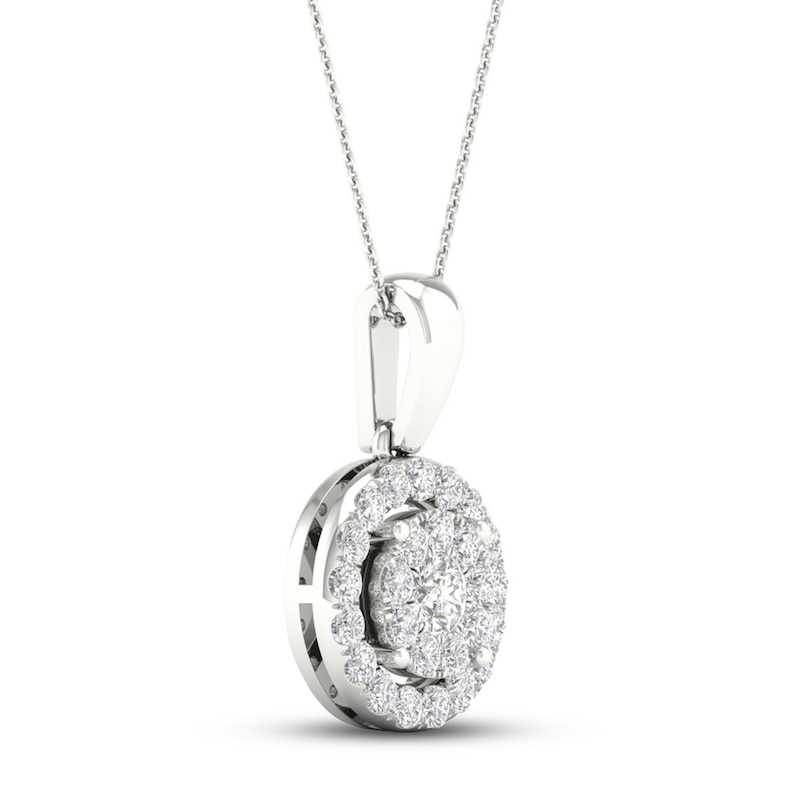 Main Image 2 of Multi-Diamond Necklace 1/2 ct tw Round-Cut 10K White Gold 18"