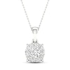 Thumbnail Image 1 of Diamond Halo Necklace 1/2 ct tw Round-Cut 10K White Gold 18"