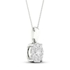 Thumbnail Image 2 of Diamond Halo Necklace 1/2 ct tw Round-Cut 10K White Gold 18"