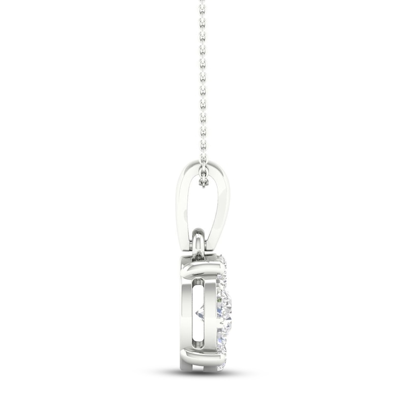 Main Image 3 of Diamond Halo Necklace 1/2 ct tw Round-Cut 10K White Gold 18"