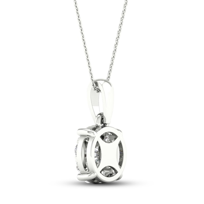 Main Image 4 of Diamond Halo Necklace 1/2 ct tw Round-Cut 10K White Gold 18"