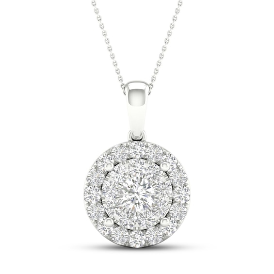 Multi-Diamond Necklace 1 ct tw Round-Cut 10K White Gold 18"