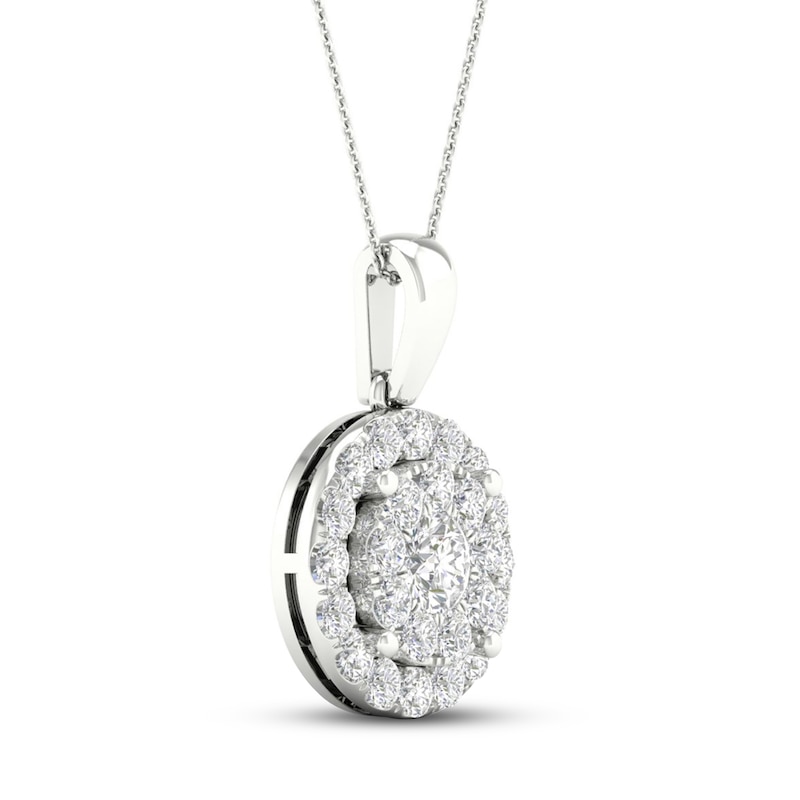 Multi-Diamond Necklace 1 ct tw Round-Cut 10K White Gold 18"