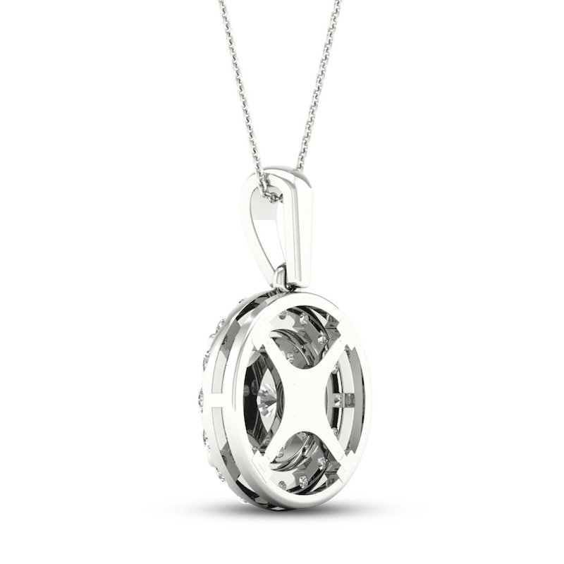 Main Image 4 of Multi-Diamond Necklace 1 ct tw Round-Cut 10K White Gold 18&quot;