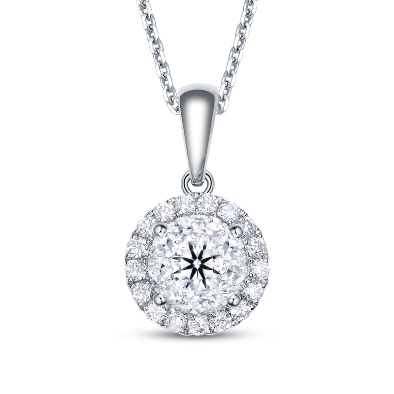 Main Image 1 of Diamond Necklace 1/2 ct tw Round-Cut 14K White Gold 18"