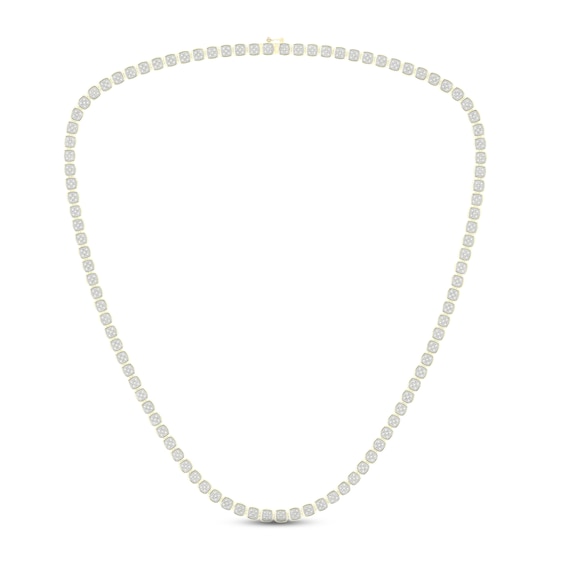 Men's Diamond Square Necklace 1 ct tw Round-cut 10K Yellow Gold 22"