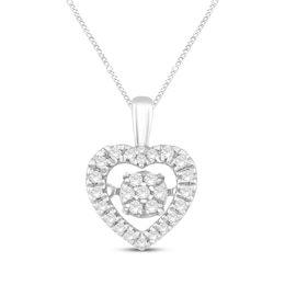 Unstoppable Love Diamond Heart Necklace 1/5 ct tw Round-Cut Sterling Silver 19&quot;