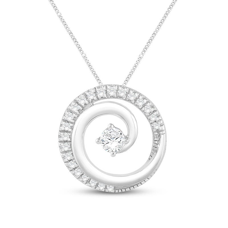 Diamond Circle Necklace 1/5 ct tw Round-cut Sterling Silver 19"