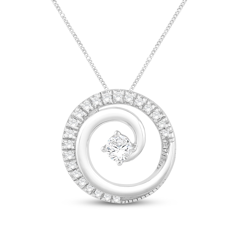Main Image 1 of Diamond Circle Necklace 1/5 ct tw Round-cut Sterling Silver 19"