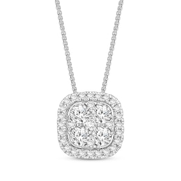 Diamond Necklace 1 ct tw Round-cut 10K White Gold 18"