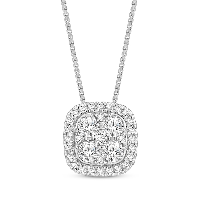 Main Image 1 of Diamond Necklace 1 ct tw Round-cut 10K White Gold 18"