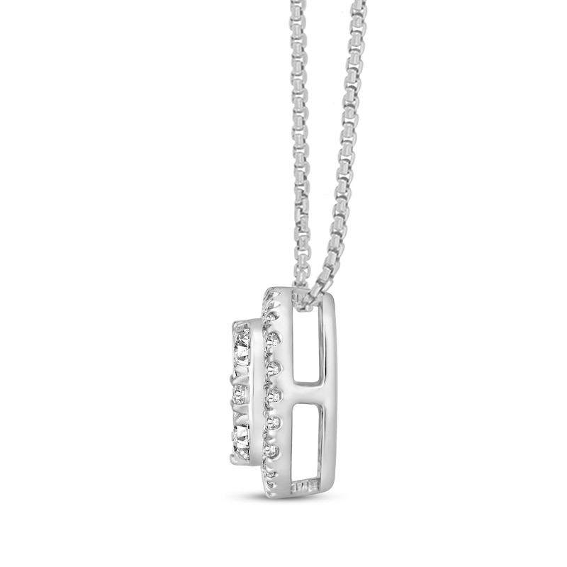 Main Image 2 of Diamond Necklace 1 ct tw Round-cut 10K White Gold 18"