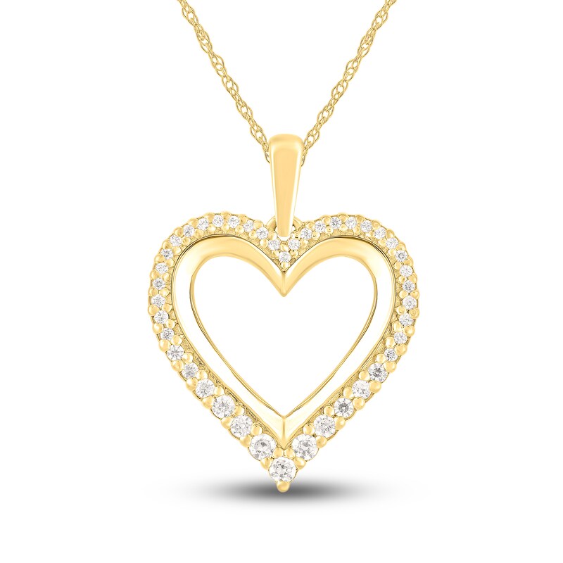 Diamond Heart Necklace 1 4 Ct Tw Round Cut 10k Yellow Gold 18 Kay Outlet
