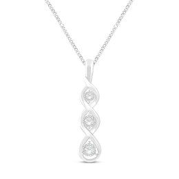 Diamond 3-Stone Necklace 1/4 ct tw Round-cut Sterling Silver 19"
