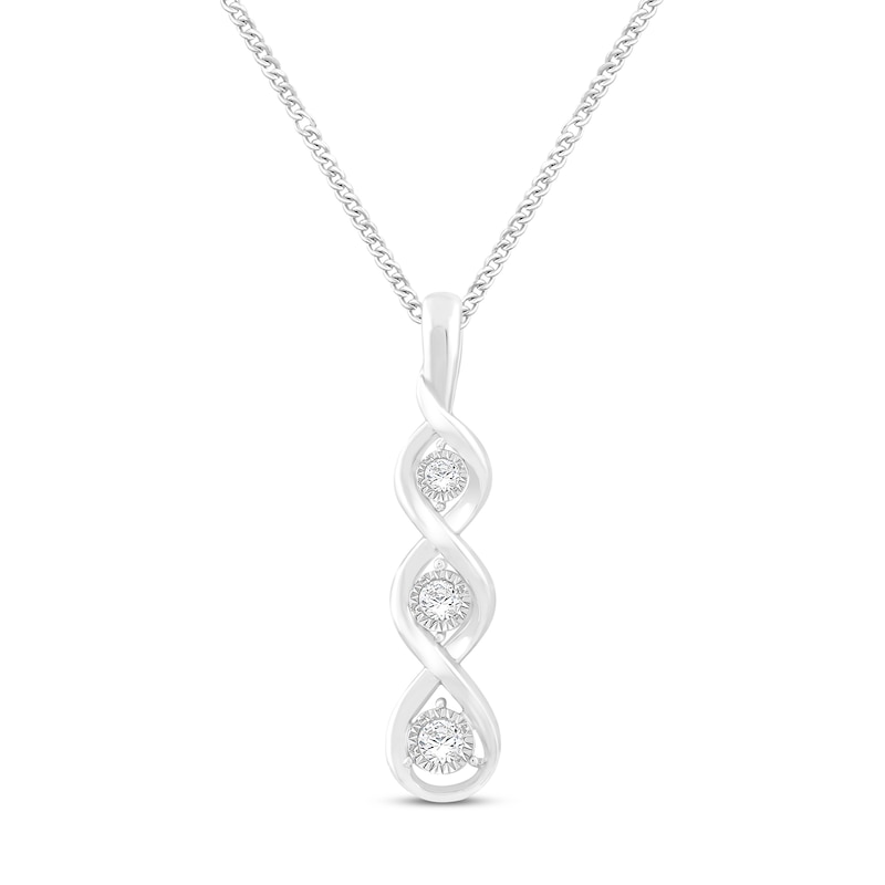Diamond 3-Stone Necklace 1/4 ct tw Round-cut Sterling Silver 19"