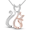 Thumbnail Image 1 of Diamond Cat Necklace 1/10 ct tw Sterling Silver & 10K Rose Gold 18"
