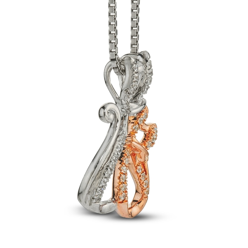 Main Image 2 of Diamond Cat Necklace 1/10 ct tw Sterling Silver & 10K Rose Gold 18"