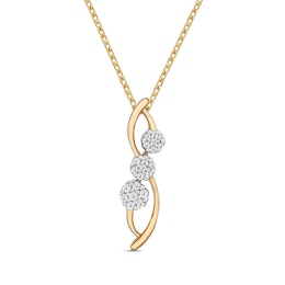 Diamond 3-Stone Necklace 1/10 ct tw Round-cut 10K Yellow Gold 18"