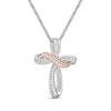 Thumbnail Image 1 of Diamond Cross Necklace 1/4 ct tw Round-cut Sterling Silver & 10K Rose Gold 18"