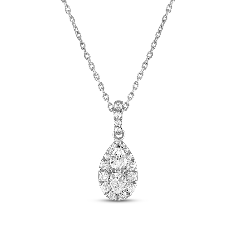 Main Image 1 of Forever Connected Diamond Necklace 1/4 ct tw Pear & Round-cut 10K White Gold 18"