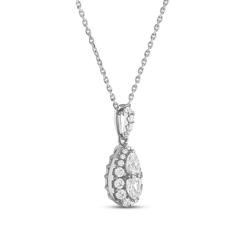 Main Image 2 of Forever Connected Diamond Necklace 1/4 ct tw Pear & Round-cut 10K White Gold 18"