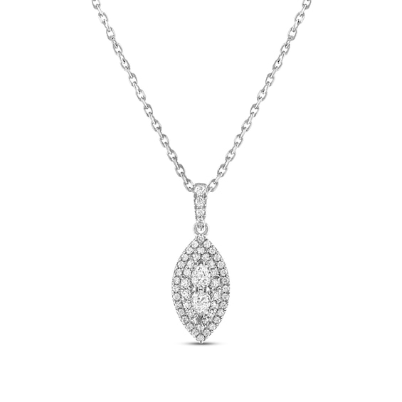 Forever Connected Diamond Necklace 1/ ct tw Pear & Round-cut 10K White Gold 18