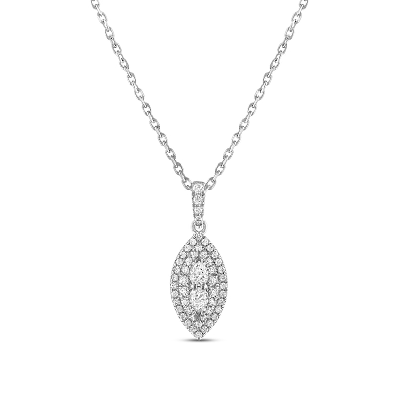 Main Image 1 of Forever Connected Diamond Necklace 1/2 ct tw Pear & Round-cut 10K White Gold 18"