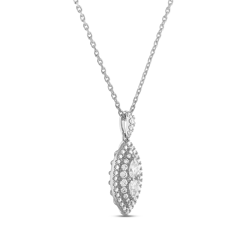Main Image 2 of Forever Connected Diamond Necklace 1/2 ct tw Pear & Round-cut 10K White Gold 18"