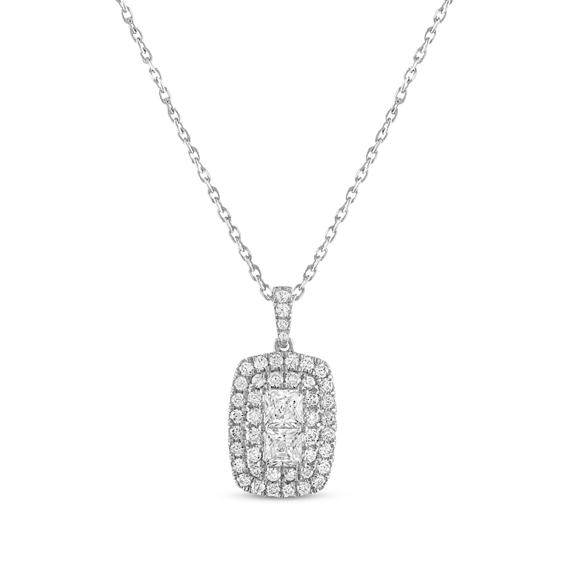Main Image 1 of Forever Connected Diamond Necklace 1/2 ct tw Princess & Round-cut 10K White Gold 18"