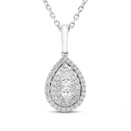 Forever Connected Pear-Shaped Diamond Halo Necklace 1/5 ct tw Sterling Silver 18"