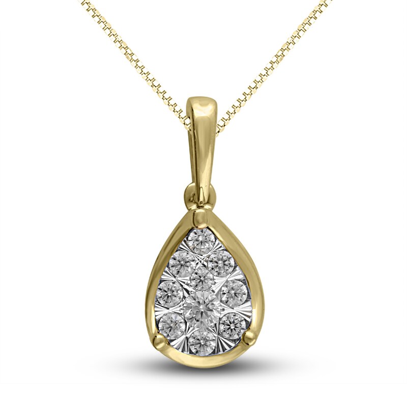 Main Image 1 of Multi-Diamond Pear Necklace 1/4 ct tw Round-cut 10K Two-Tone Gold 18"