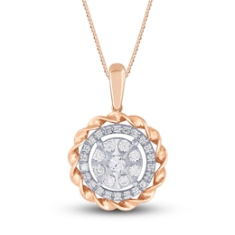Diamond Necklace 1/4 ct tw Round-cut 10K Two-Tone Gold 18&quot;