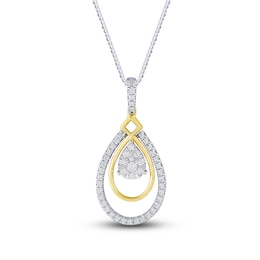 Diamond Necklace 1/3 ct tw Round-cut 10K Two-Tone Gold 18&quot;