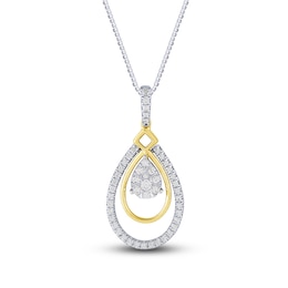 Diamond Necklace 1/3 ct tw Round-cut 10K Two-Tone Gold 18"