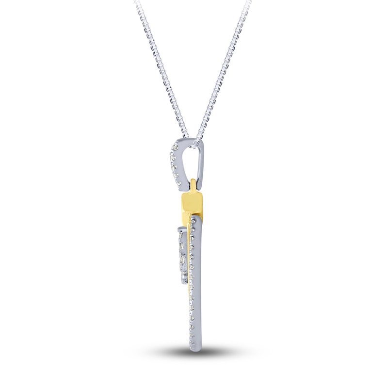 Main Image 2 of Diamond Necklace 1/3 ct tw Round-cut 10K Two-Tone Gold 18"