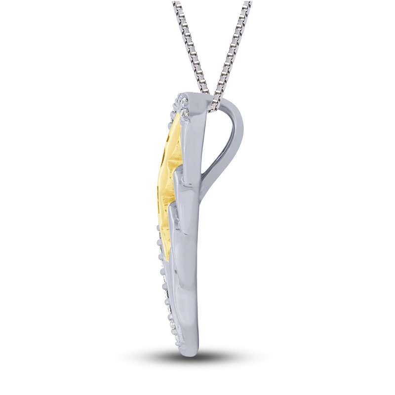 Main Image 2 of Diamond Angel/RN Necklace 1/15 ct tw Round-cut Sterling Silver & 10K Yellow Gold 18"