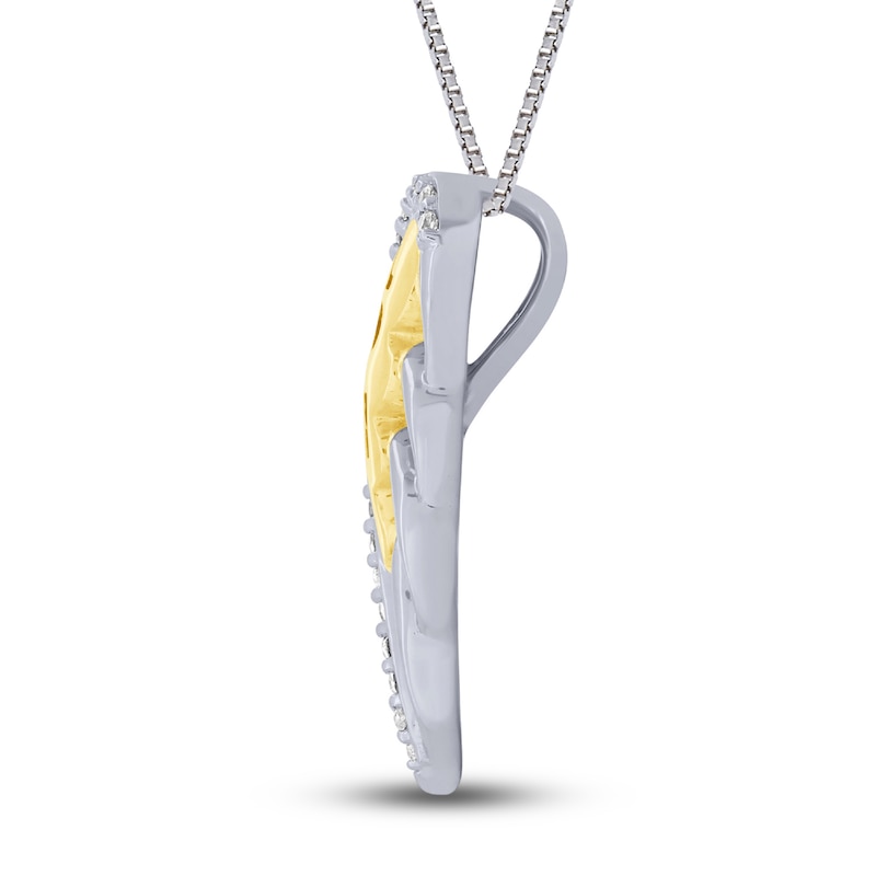 Main Image 2 of Diamond Angel/LPN Necklace 1/15 ct tw Round-cut Sterling Silver & 10K Yellow Gold 18"