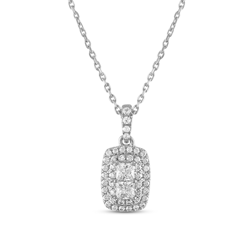 Main Image 1 of Forever Connected Diamond Necklace 1 ct tw Round & Princess-cut 10K White Gold 18"