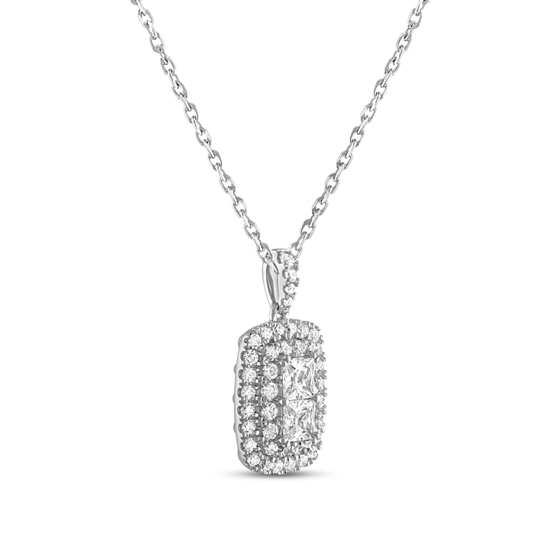 Main Image 2 of Forever Connected Diamond Necklace 1 ct tw Round & Princess-cut 10K White Gold 18"