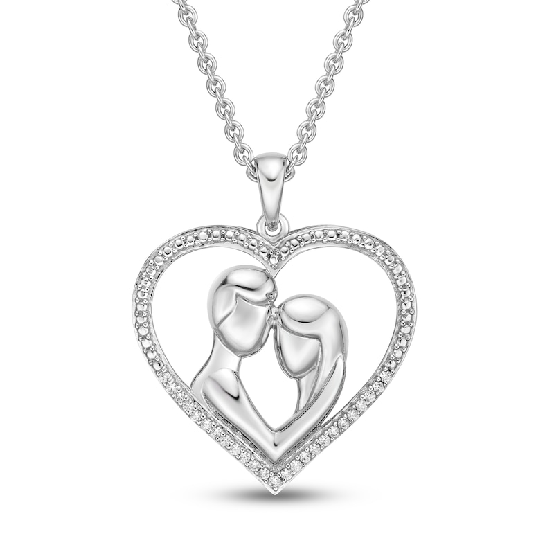 Diamond Heart Necklace 1/10 ct tw Round-cut Sterling Silver 18"