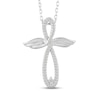 Thumbnail Image 1 of Diamond Angel Cross Necklace 1/15 ct tw Sterling Silver 18"