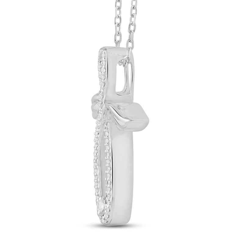 Main Image 3 of Diamond Angel Cross Necklace 1/15 ct tw Sterling Silver 18"