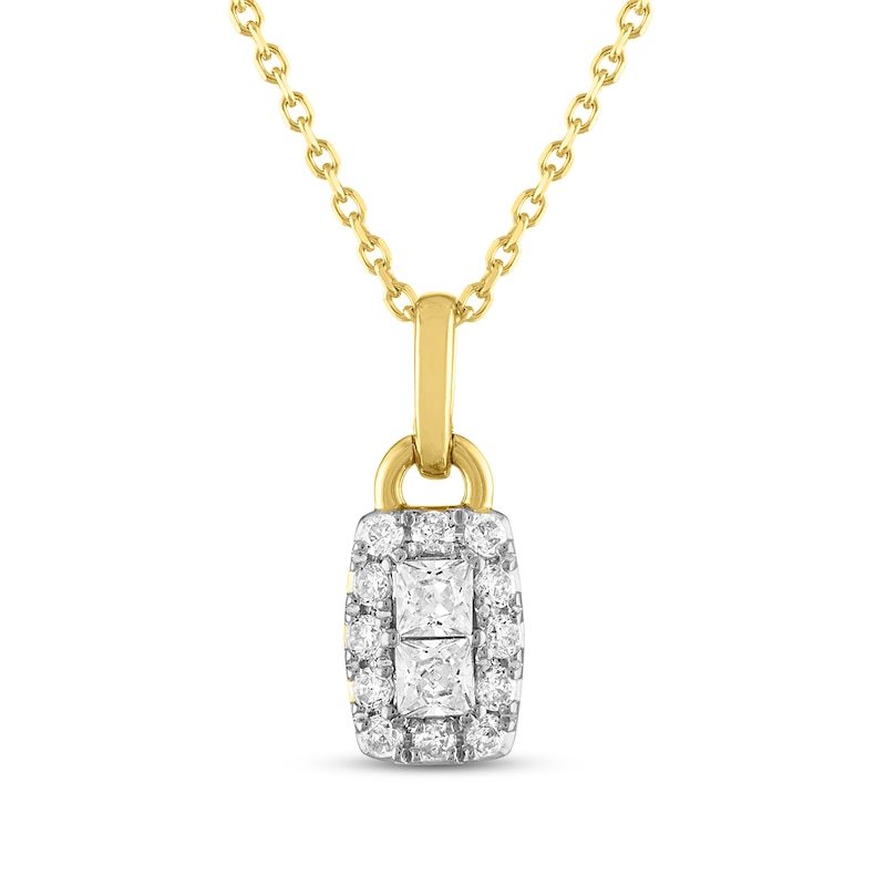 Forever Connected Diamond Necklace 1/3 ct tw Round & Princess-cut 10K Yellow Gold 18"